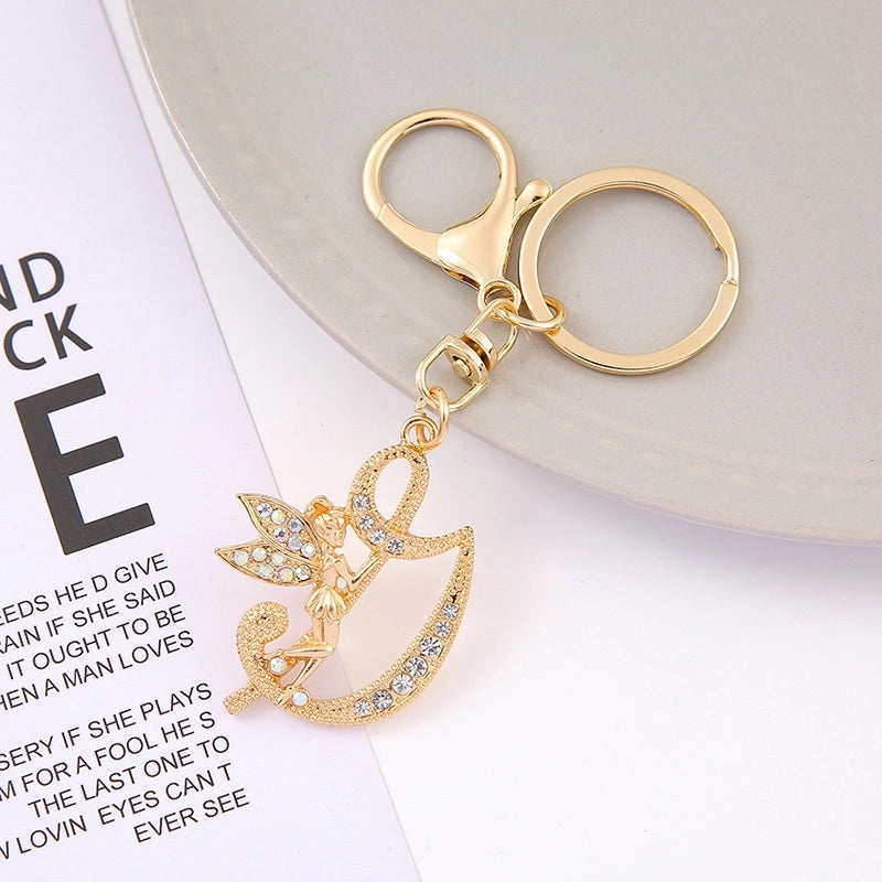 Minimalist Letter Zinc Alloy Diamond Unisex Bag Pendant Keychain