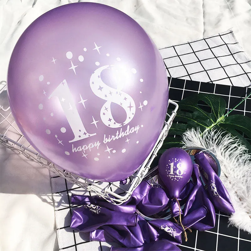5pcs 18th Happy Birthday Party 12 Pearlised Latex Printed Balloons For 18 Year Old Birthday Decoration Supplies