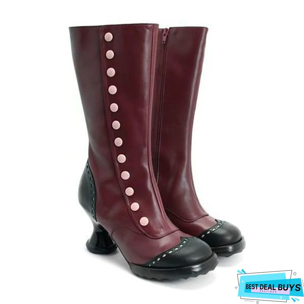 Cute Round Toe Zipper Boots