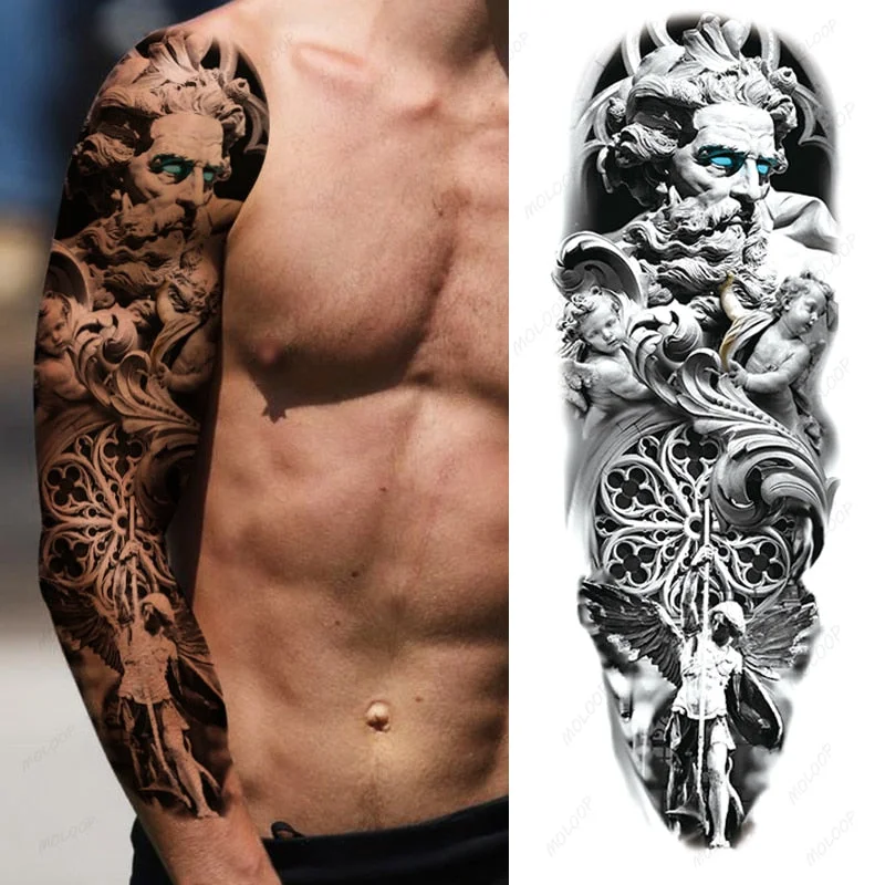 Waterproof Temporary Tattoo Sticker Jesus Virgin sister Peace Pigeon bird flower Full Arm Tatoo Flash Fake Tatto for Men Women