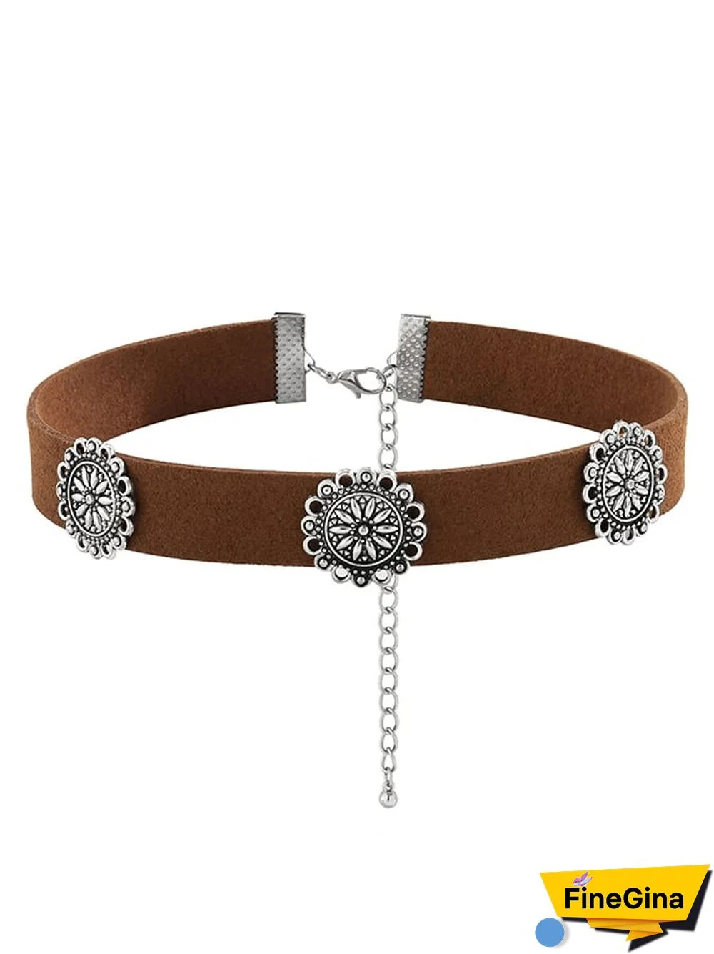 Vintage Ethnic Style Flannelette Three-dimensional Flower Plate Necklace