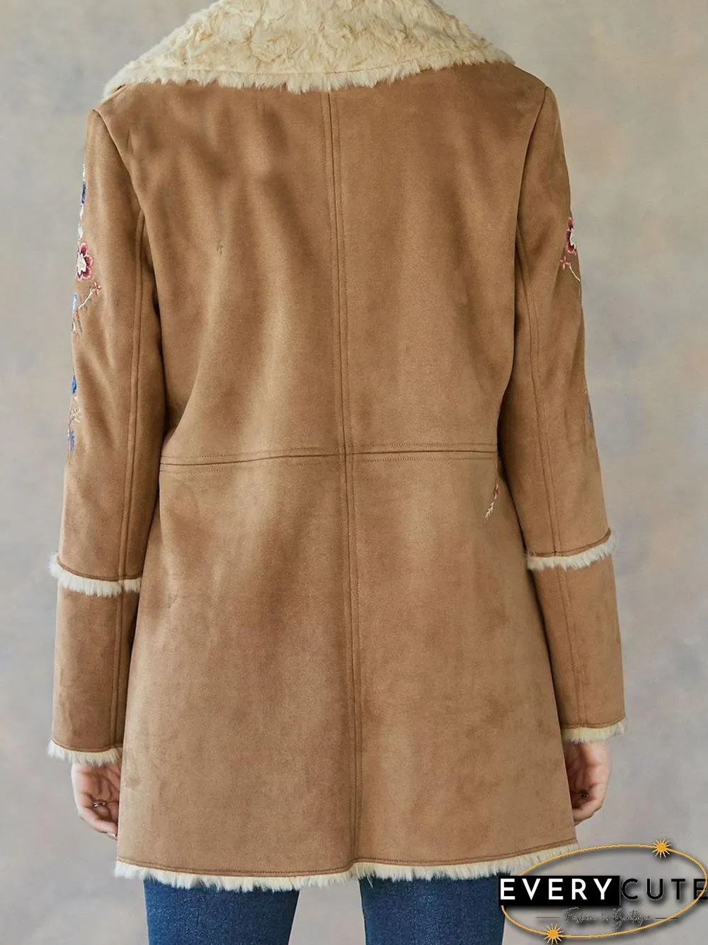 Casual Spring Womens Lightweight Long Sleeve Jacket With Shawl Collar Embroidery