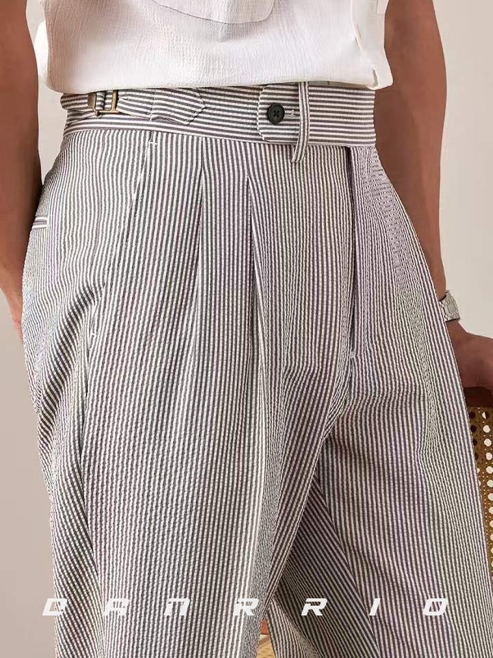 DANRRIO Lightweight Breathable Stripes Casual Double Pleats Trousers DANRRIO.COM DANRRIO