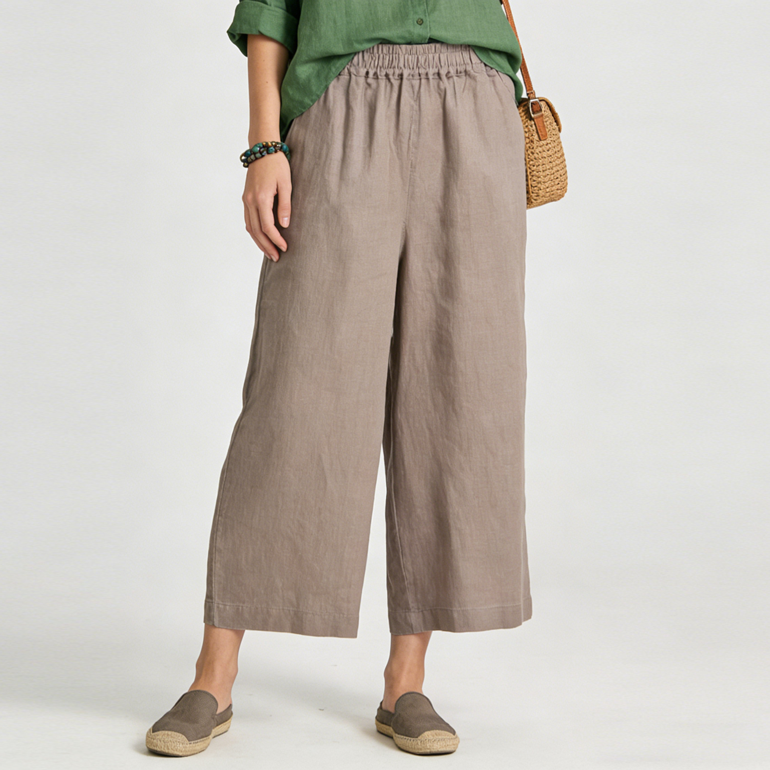 100% European Linen Pants High-Rise REAL SILK LIFE