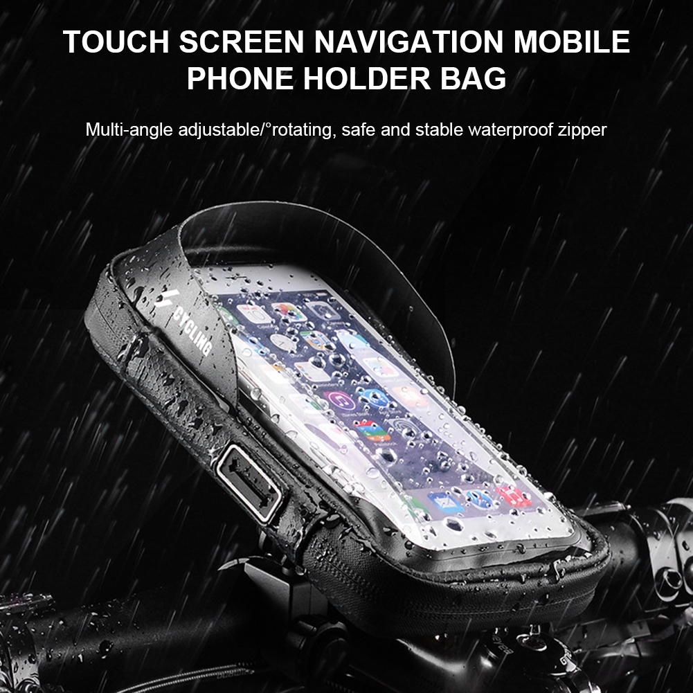 

Bike Handlebar Phone Holder Pouch Bag Waterproof Bicycle Front Frame Bag, 501 Original
