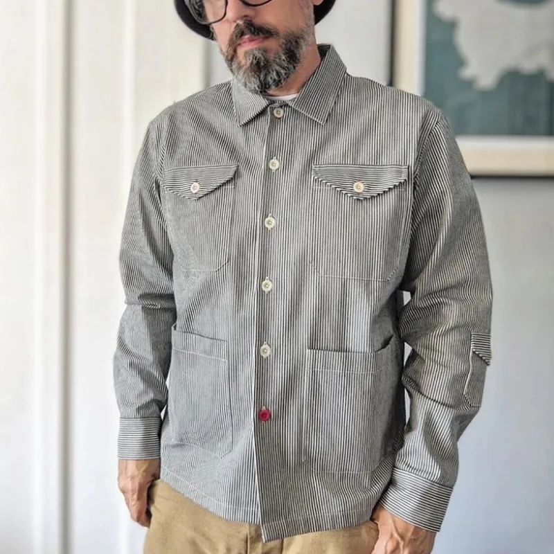 Men's Vintage Striped Single-Breasted Shirt