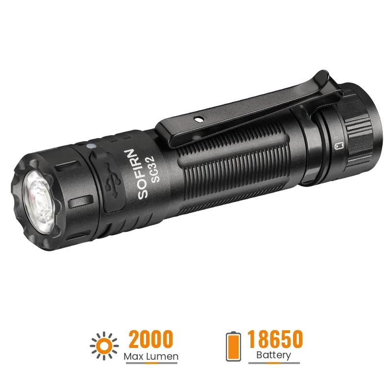 Sofirn SC18 Rechargeable EDC Flashlight, Max 1800 Lumens TIR Lens