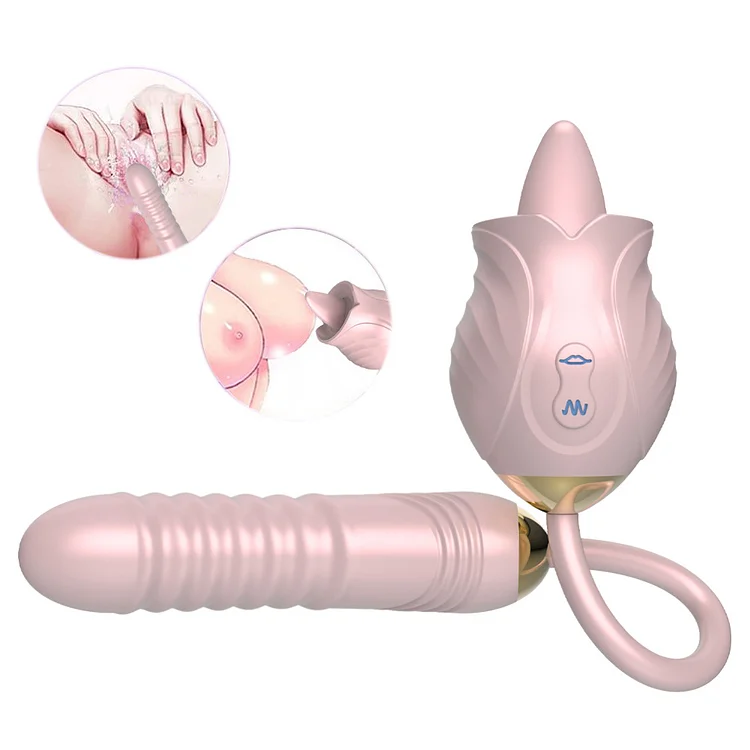 The New Rose Toy Double - Headed Tongue Lick Vibrator Retractable Vibrating Egg Vibrator