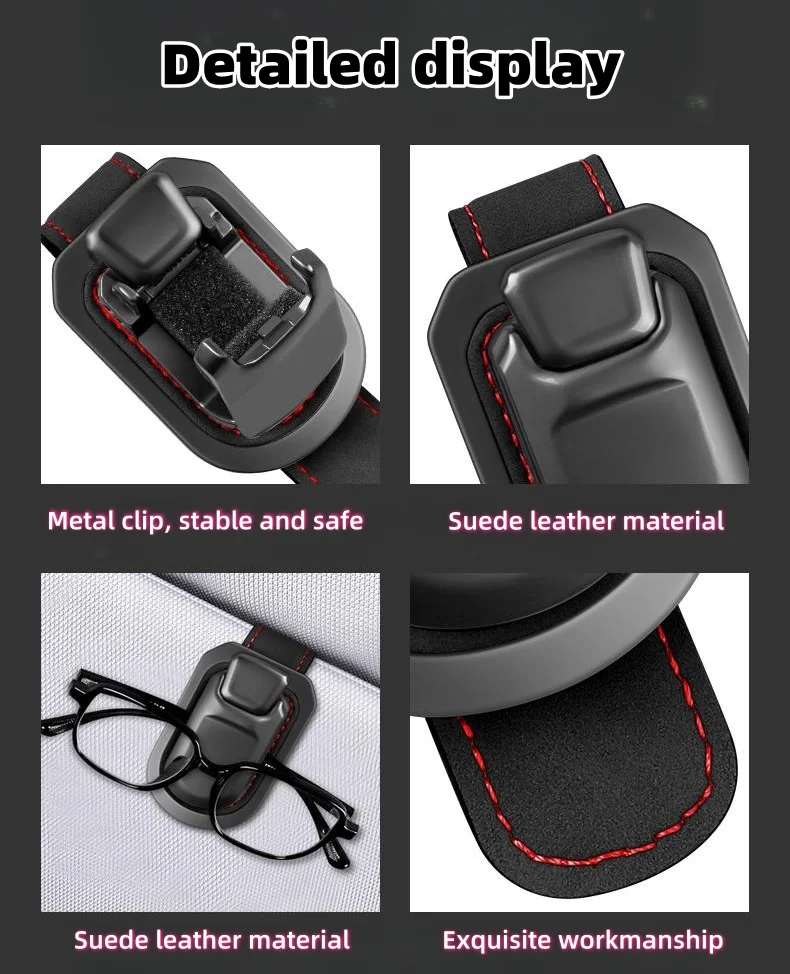 Car-mounted multi-functional suede leather glasses holder