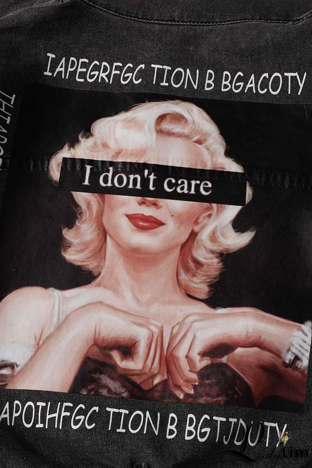 Black Yellow Street Print Make Old Patchwork Buckle Turndown Collar Long Sleeve Straight Denim Jacket