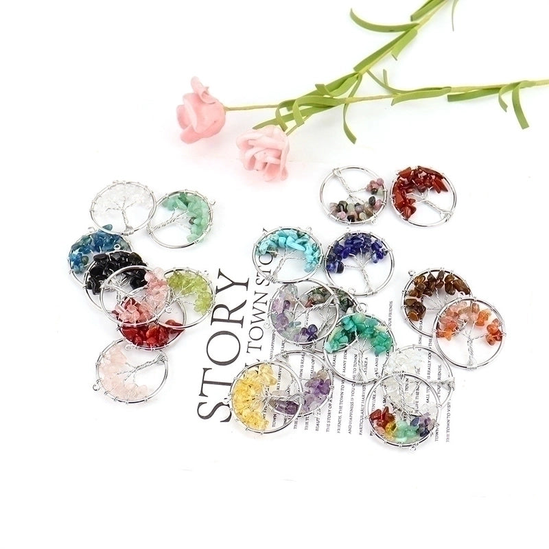 Minimalist Lucky Tree Natural Stone Agate Pendants