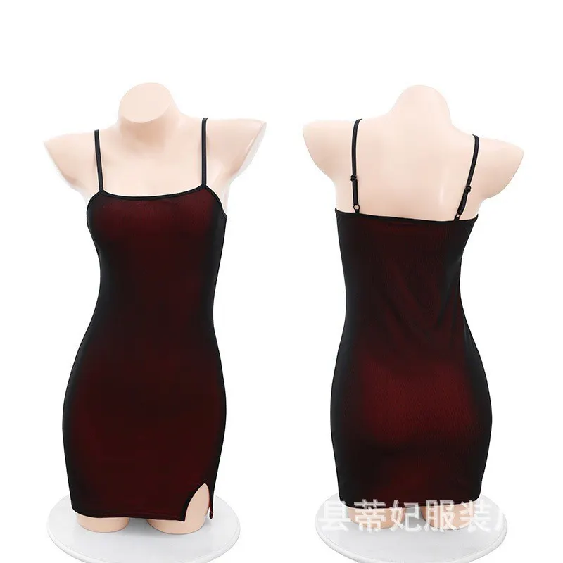 Churchf Large-Size Sexy Slings Summer Bar Boobs Tective Yarn Sling Skirt Inside The Bottom Open Fork Tight Dress