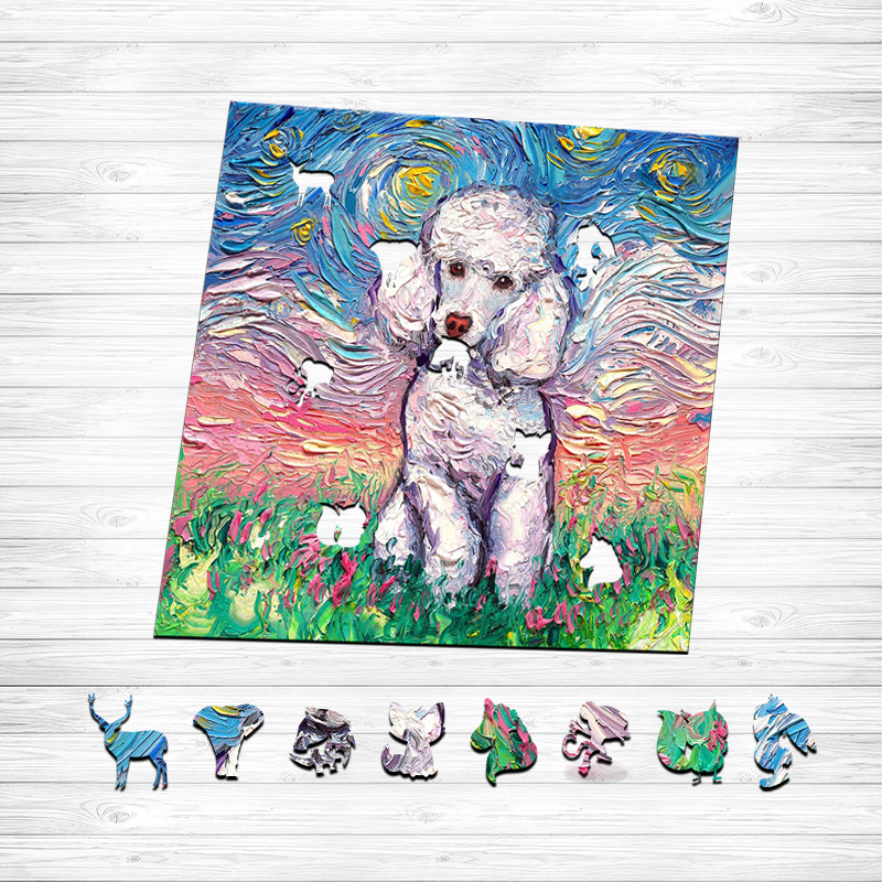 Van Gogh Starry Sky - Corgi Wooden Puzzle