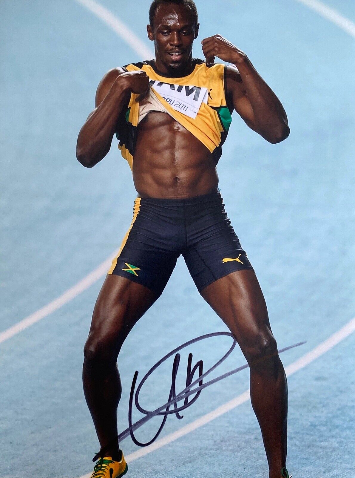 Usain Bolt Genuine Hand Signed Jamaica 14x12 Photo Poster painting - See Photo Poster painting Proof - 5