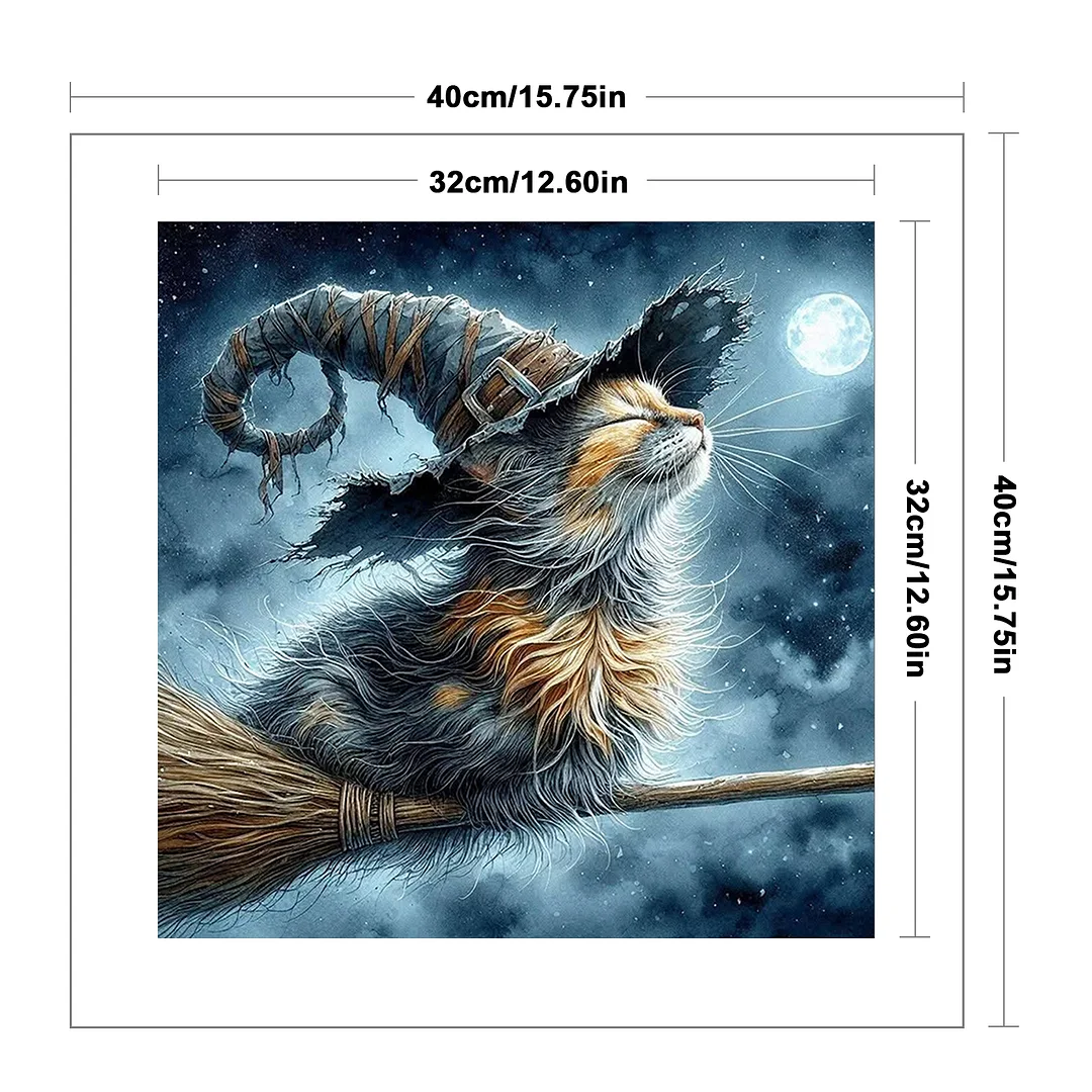 Magical Cat Full 14CT 2 Strands DIY Counted Cross Stitch Kits 40x40cm Embroidery Needlepoint Starter Kits for Adults Home Decor