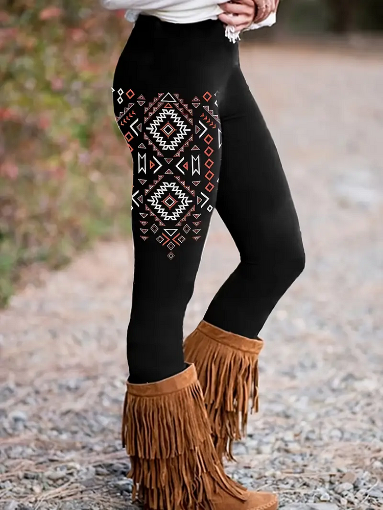 Western Ethnic Print Skinny Leggings