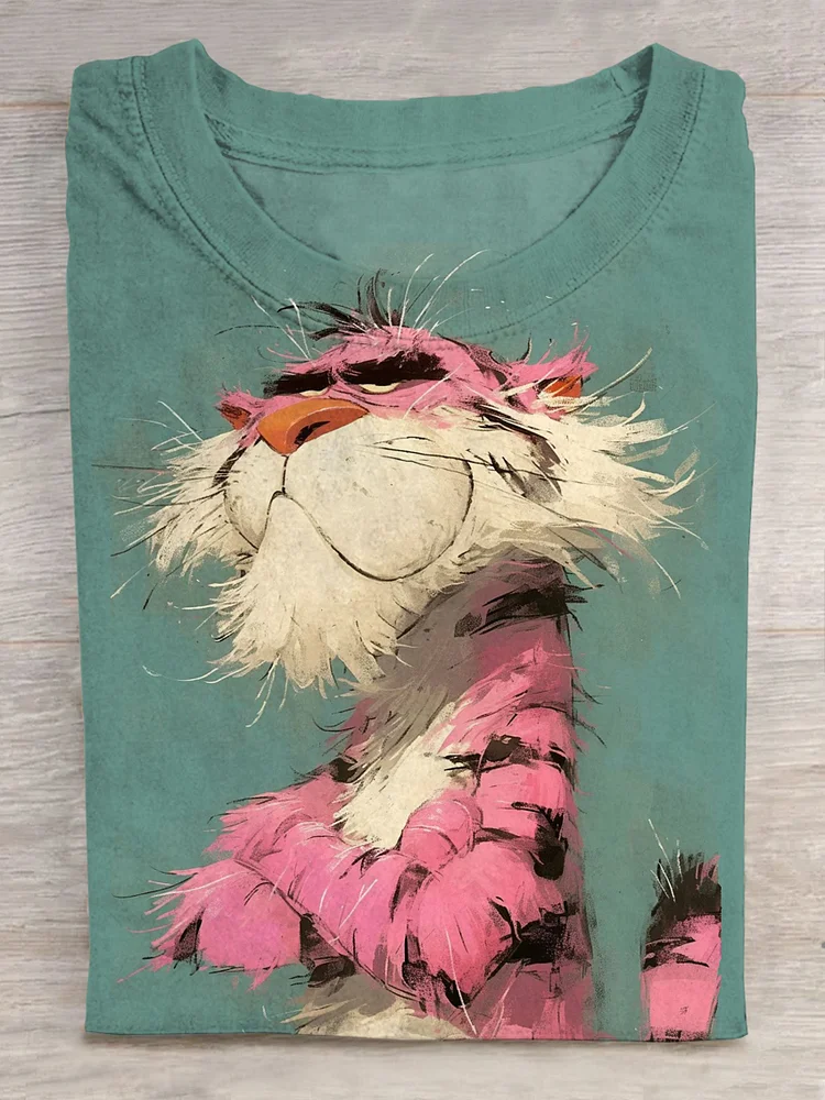 Funny Cute Tiger Art Casual Print T-shirt