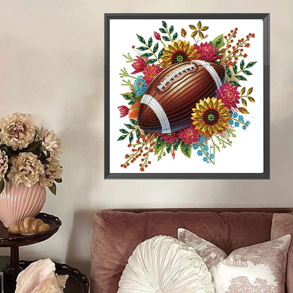 Diamond Painting - Partial Special Shaped Drill - Flower Rugby(Canvas|30*30cm)