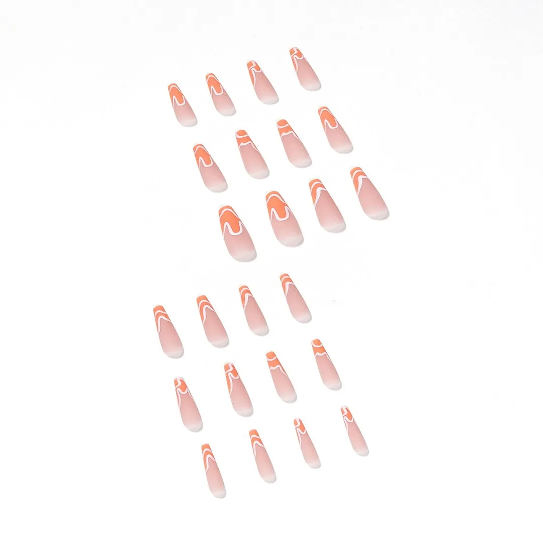 Fake Nail Wave Series Heat Wave Beach Full Cover Fake Nails DIY Glue Press On Nails Nail Supplies For Professional-Nail Inspo