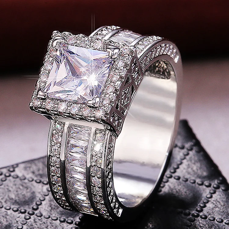 Square Full Diamond Zircon Ring