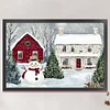 Winter Snowman And Cottage-11CT Stamped Cross Stitch 60*40cm/23.62*15.75in