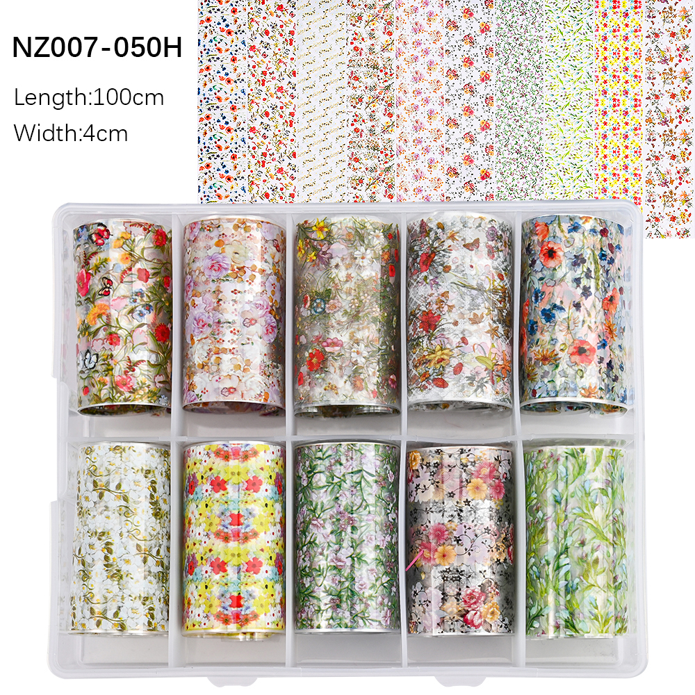 Kissbake 10pcs 4x100cm Nail Transfer Foil Paper Sticker Set Luxury Foil Nails Logo Transfer Nail Stickers Designer Fashion Nail Art Decal
