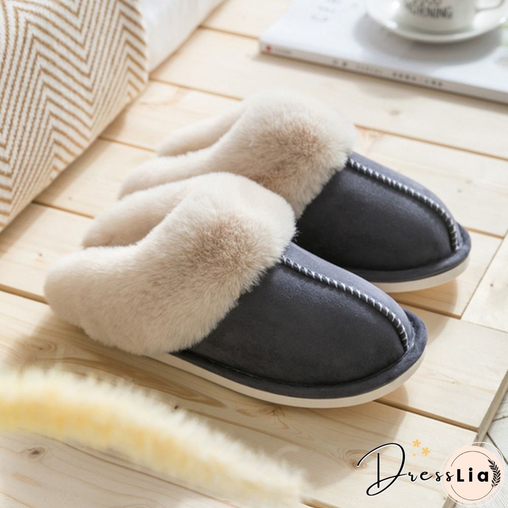 Fashion Women Winter Slippers Indoor Bedroom Lovers Couples Shoes Fashion Warm Shoes Flat Flat Antiskid Slipper