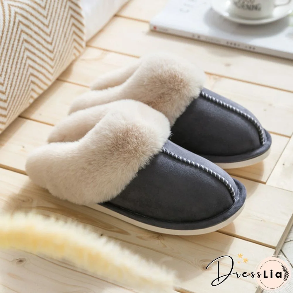 Fashion Women Winter Slippers Indoor Bedroom Lovers Couples Shoes Fashion Warm Shoes Flat Flat Antiskid Slipper