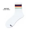 Rainbow striped sports cotton towel bottom thickened mid-length sweat-absorbent socks