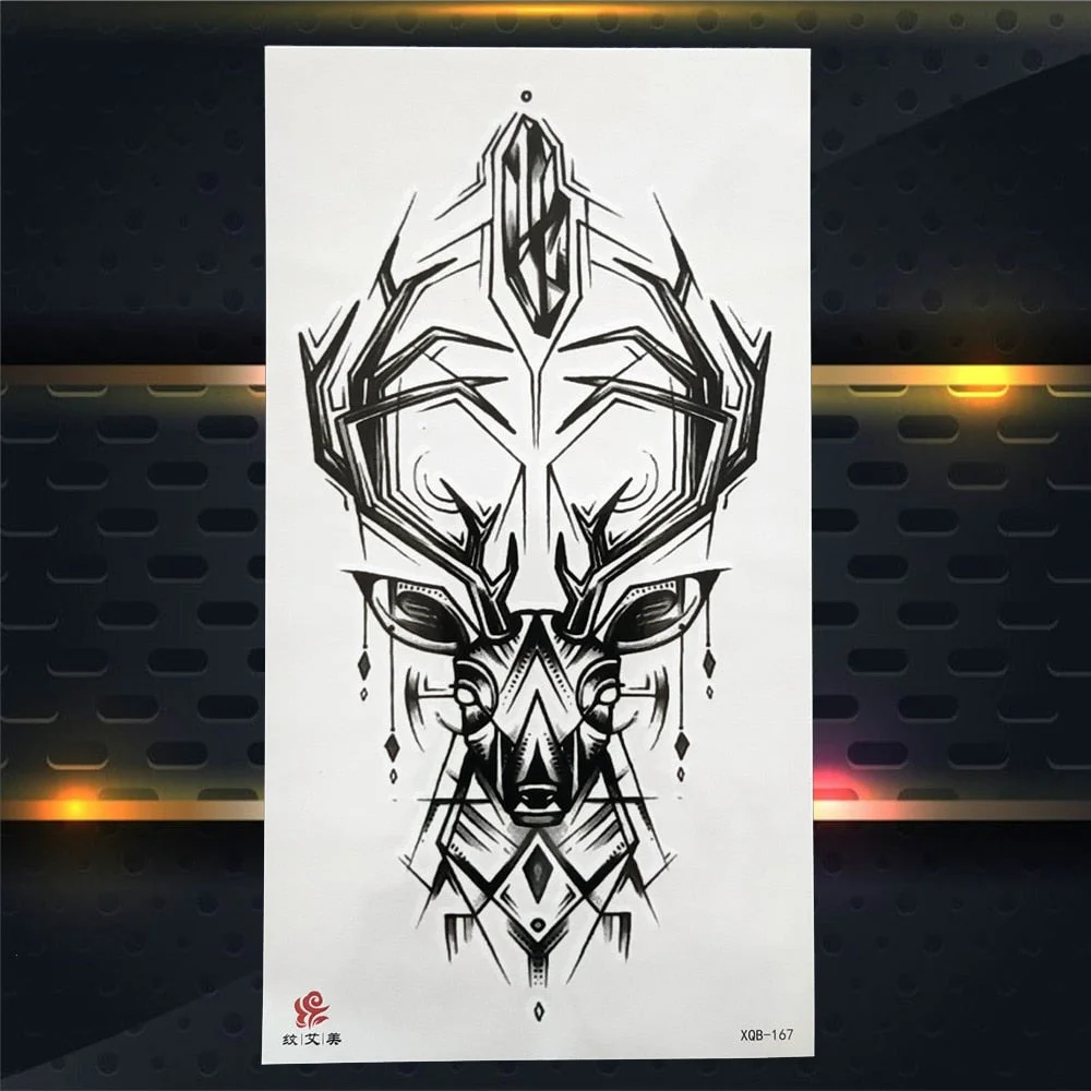 Tribal Dreamcatcher Fake Temporary Tattoo For Women Men Wolf Henna Feather Tattoos Sticker Watercolor Compass Waterproof Tatoos