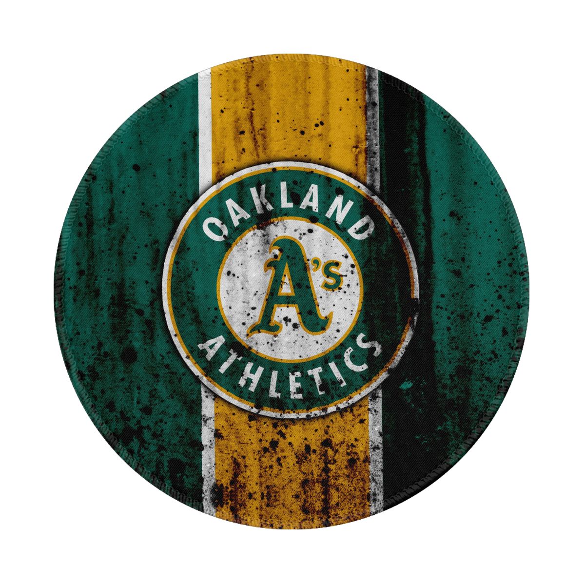 Oakland Athletics Rugged Logo Waterproof Round Mouse Pad for Wireless Mouse