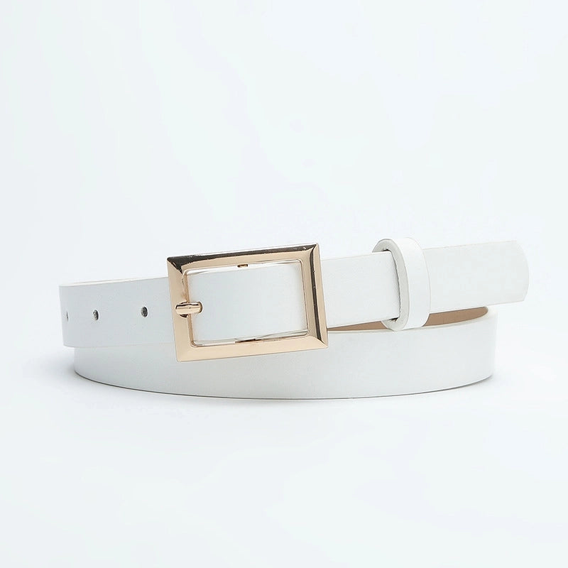 Minimalist Solid Color Pu Leather Alloy Unisex Leather Belts