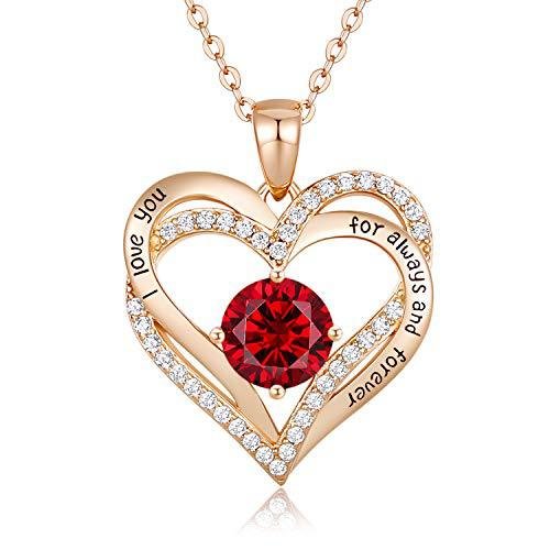 Love Heart Women Necklace 925 Sterling Silver Rose Gold Plated with 5A Cubic Zirconia, Mother’s Day Jewelry Gist Birthday Gift