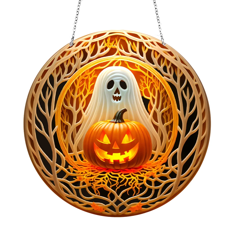 DIY Pumpkin Crystal Diamond Pendant Single-sided 5D Round for Home Garden