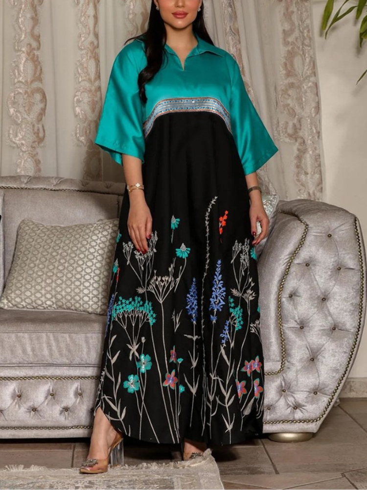 Stylish Print Contrast Robe Dress | Oxredo Shop Ramadan Sale