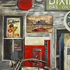 Camion rouge et grange vintage - Panneaux en &eacute;tain m&eacute;tallique(20*30cm/30*40cm) - Garage