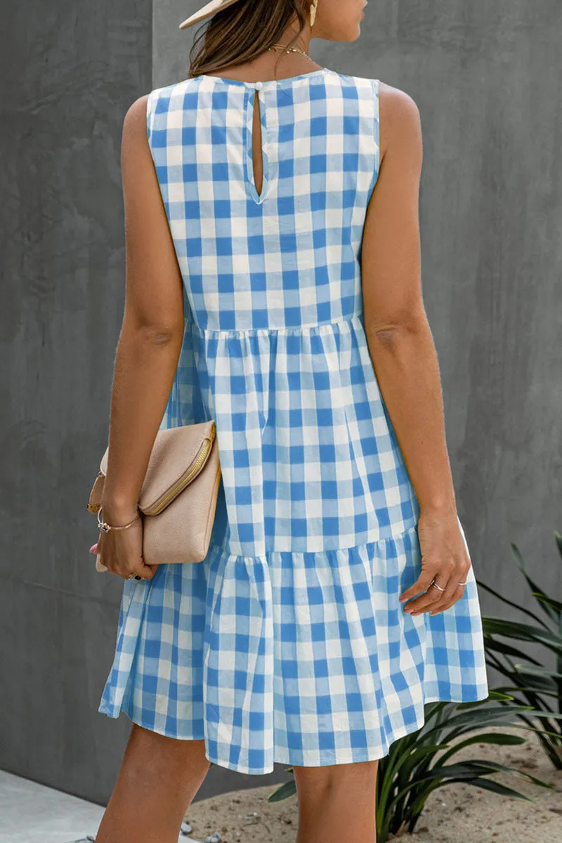 Fashion Street Plaid O Neck Princess Midi Dresses(3 Colors)