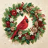 Christmas DIY Special Shape Diamond Painting Pearl Art With Inner Frame Kit 25x25cm(Wreath-wearing Cardinal)