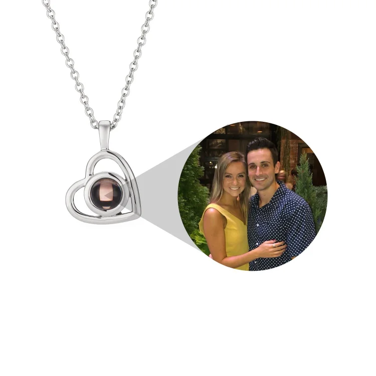 Personalized Heart Photo Projection Necklace with Jewelry Box Unique Wedding Gifts