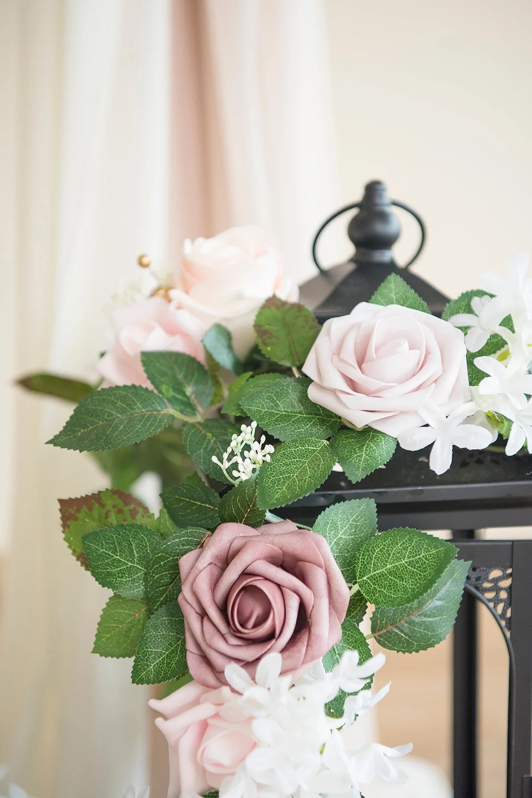 Lantern Floral Arrangements in Blush & Cream