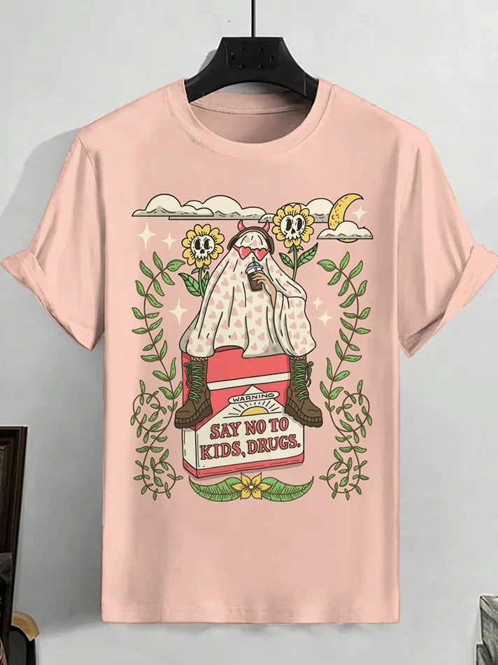 Men's Say No To Kids Drugs Illustration Print Casual T-Shirt