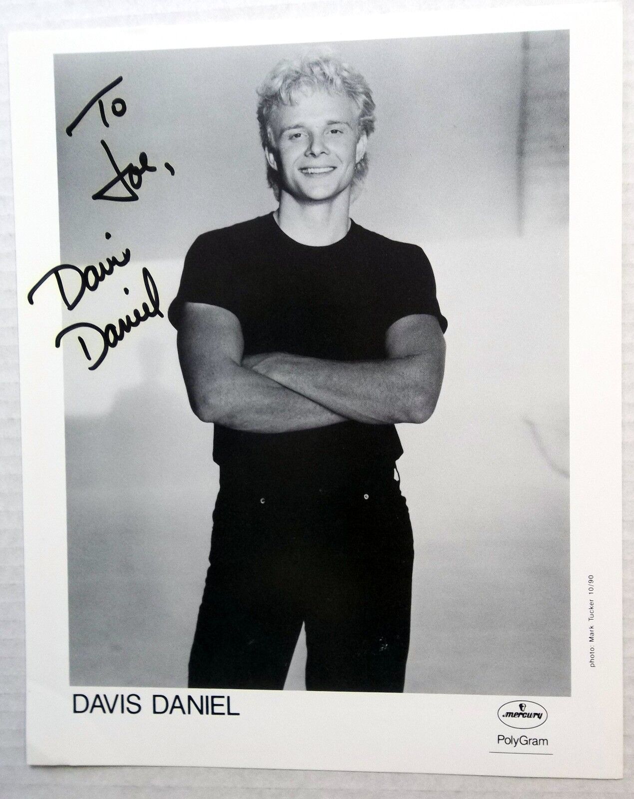 DAVIS DANIEL Autographed B&W 8 x 10 promo Photo Poster painting 90's COUNTRY western SINGER