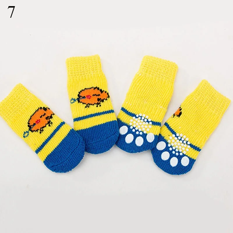 Sdrawing Cute Puppy Dog Socks Cartoon Printed Anti Slip Knit Socks Winter Warm Puppy Shoes Small Medium Dogs Boots Pet Products