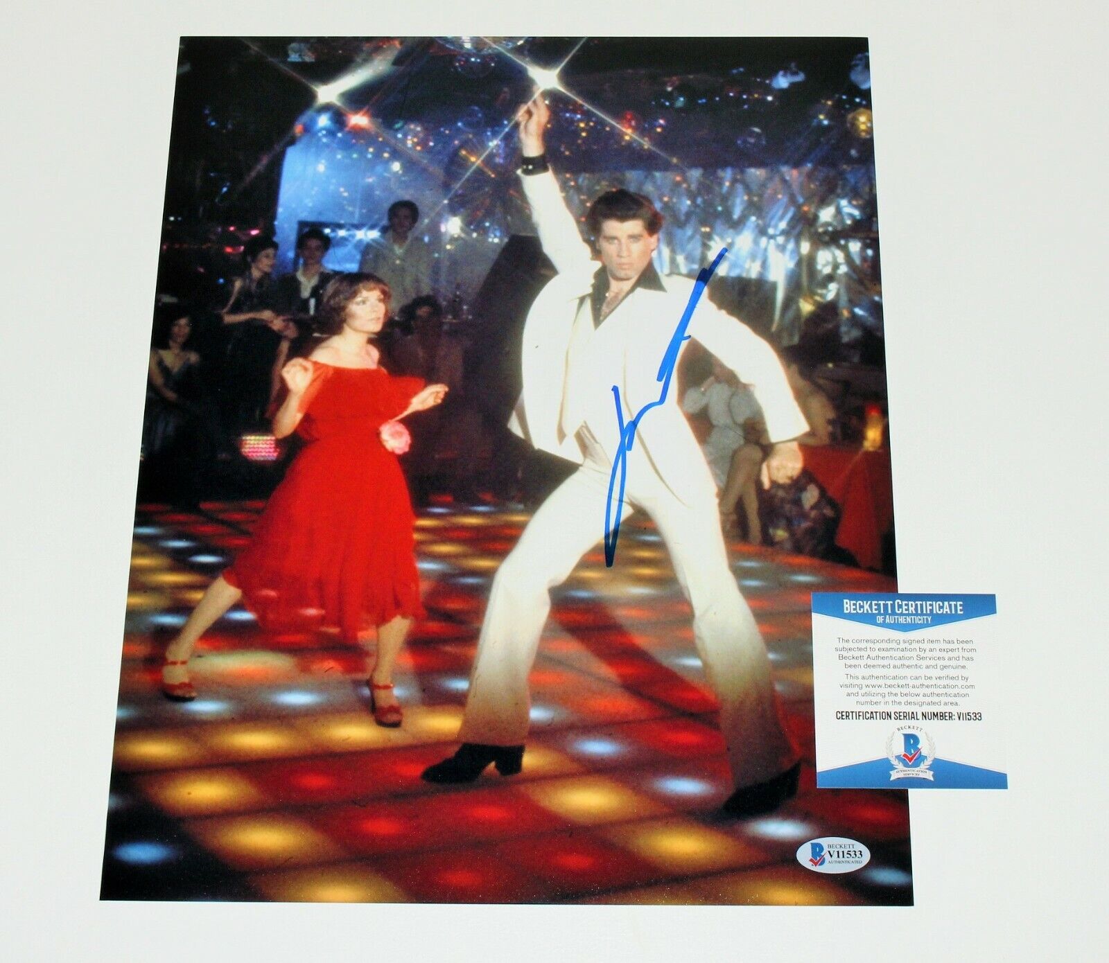 JOHN TRAVOLTA SIGNED SATURDAY NIGHT FEVER 11x14 MOVIE Photo Poster painting BECKETT COA TONY