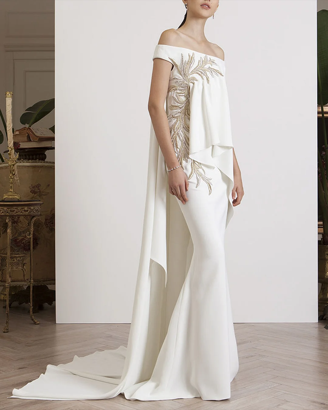 Women's Off-Shoulder White Embroidered Dress ​