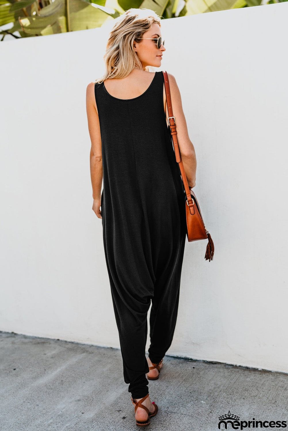 Sleeveless Pocketed Harem Jumpsuit