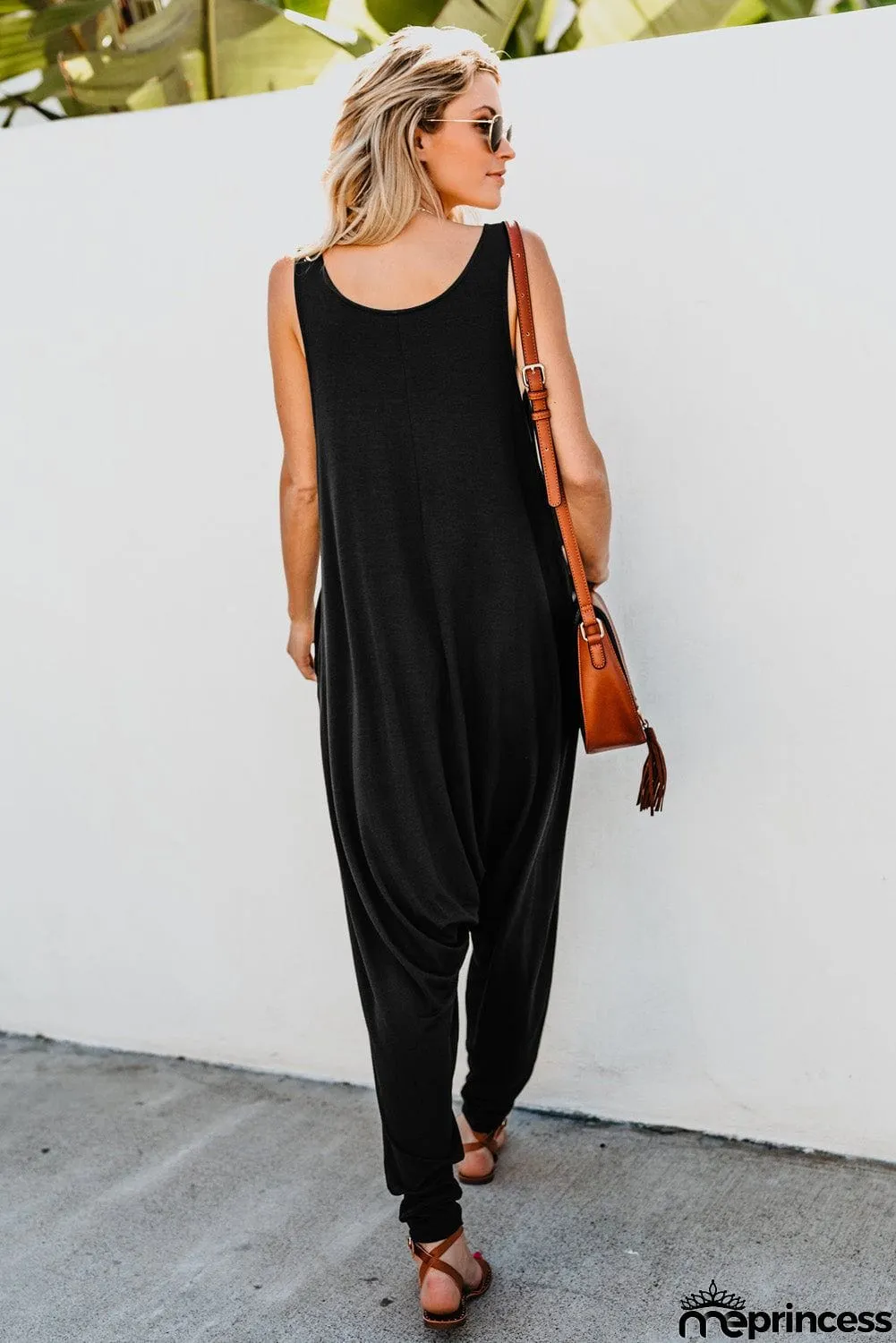 Sleeveless Pocketed Harem Jumpsuit