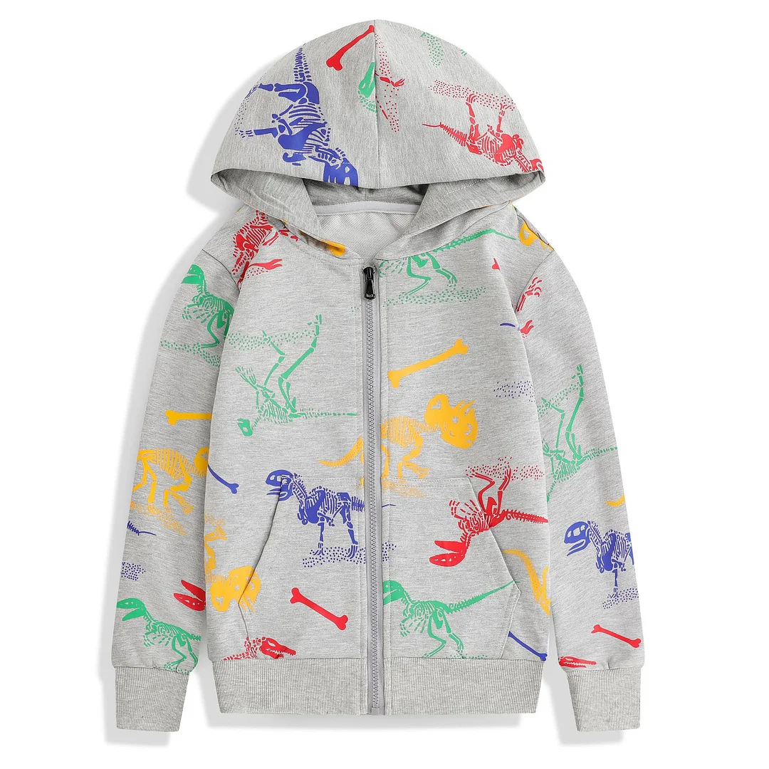 Kids Boy'S Coat Casual Dinosaur Print Hooded Children'S Sweater