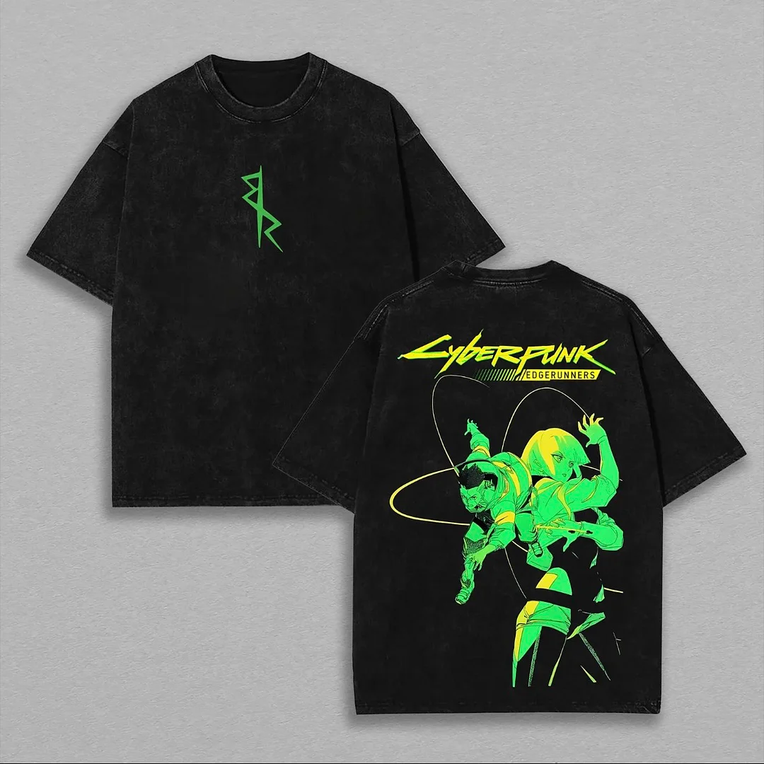 Cyberpunk Edgerunners Printed Unisex Washed T-Shirt