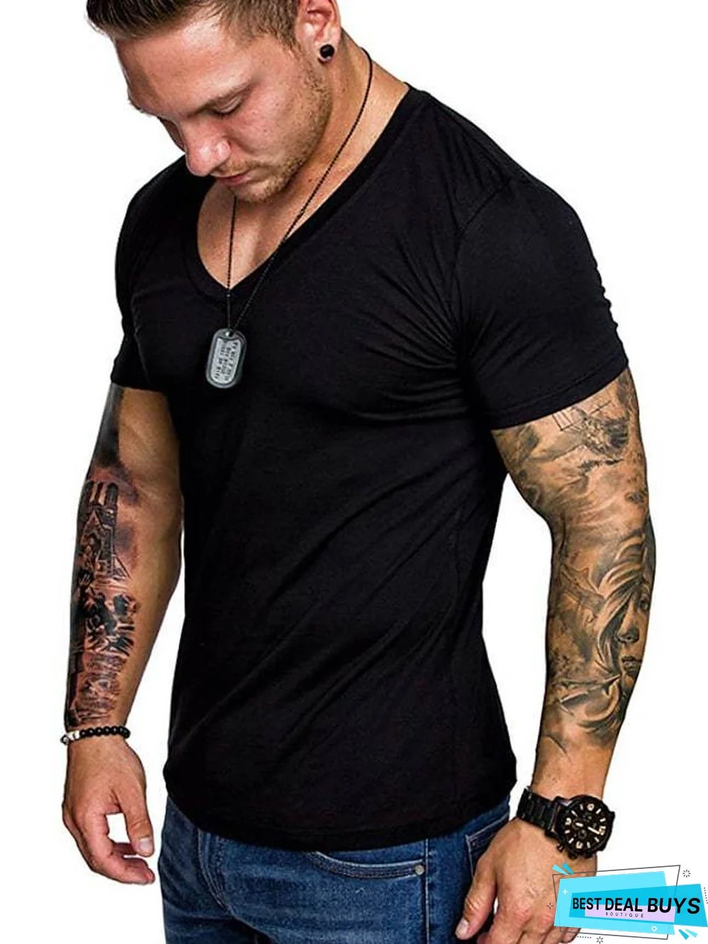 Men's T-Shirt Graphic Plus Size Pure Color Short Sleeve Daily Slim Tops Cotton Basic Dark Gray White Light Gray / Sports / Summer